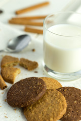 Biscuits with glass of milk.