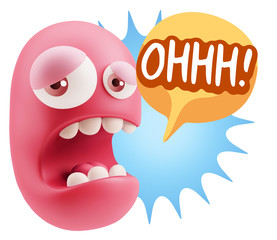 3d Illustration Sad Character Emoji Expression saying Oh with Co
