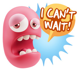 3d Illustration Sad Character Emoji Expression saying I Can't Wa