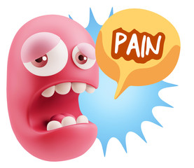 3d Illustration Sad Character Emoji Expression saying Pain with