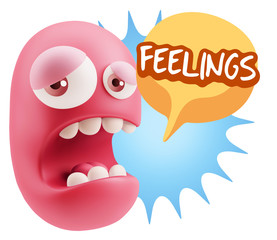 3d Illustration Sad Character Emoji Expression saying Feelings w