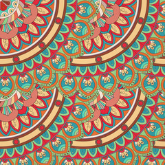 Ornate floral seamless texture, endless pattern with vintage mandala elements.