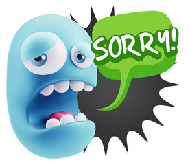 3d Illustration Sad Character Emoji Expression saying Sorry with