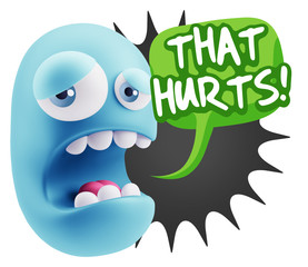 3d Illustration Sad Character Emoji Expression saying That Hurts