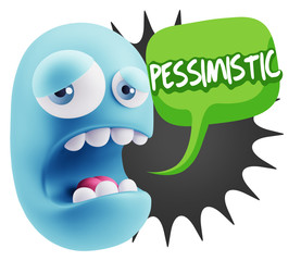 3d Illustration Sad Character Emoji Expression saying Pessimisti