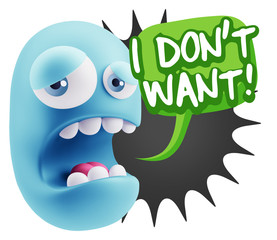 3d Illustration Sad Character Emoji Expression saying I Don't Wa