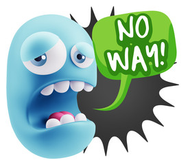 3d Illustration Sad Character Emoji Expression saying No Way wit