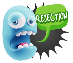 3d Illustration Sad Character Emoji Expression saying Rejection