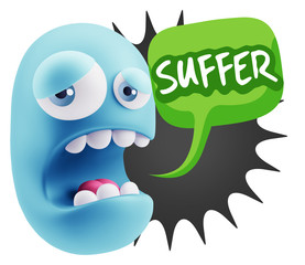 Fototapeta premium 3d Illustration Sad Character Emoji Expression saying Suffer wit