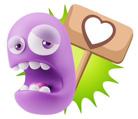 3d Illustration Sad Character Emoji Expression saying Heart Shap