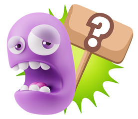 3d Illustration Sad Character Emoji Expression saying Question M