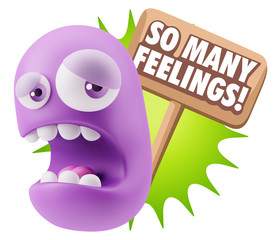 3d Illustration Sad Character Emoji Expression saying So Many Fe