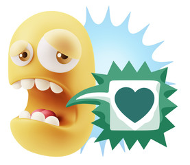 3d Illustration Sad Character Emoji Expression saying Heart Shap
