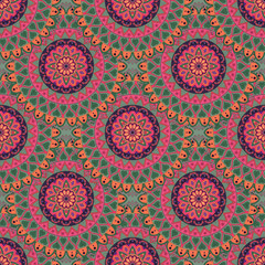 Ornate floral seamless texture, endless pattern with vintage mandala elements.