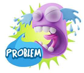 3d Illustration Sad Character Emoji Expression saying Problem wi