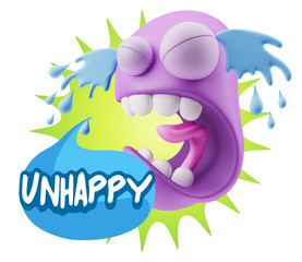 3d Illustration Sad Character Emoji Expression saying Unhappy wi