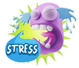 3d Illustration Sad Character Emoji Expression saying Stress wit