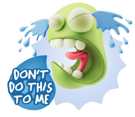 3d Illustration Sad Character Emoji Expression saying Don't do t