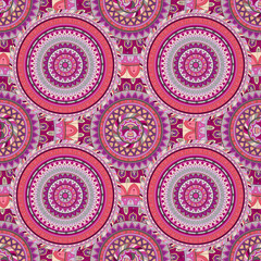 Ornate floral seamless texture, endless pattern with vintage mandala elements.