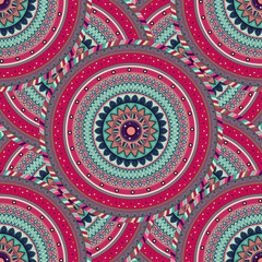 Ornate floral seamless texture, endless pattern with vintage mandala elements.