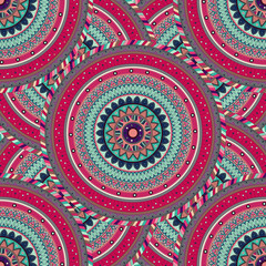 Ornate floral seamless texture, endless pattern with vintage mandala elements.