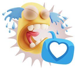3d Illustration Sad Character Emoji Expression saying Heart Shap