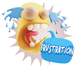3d Illustration Sad Character Emoji Expression saying Frustratio