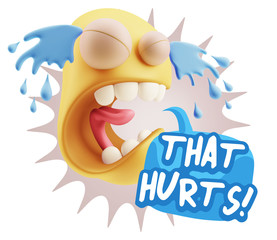 3d Illustration Sad Character Emoji Expression saying That Hurts