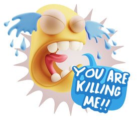 3d Illustration Sad Character Emoji Expression saying You are Ki