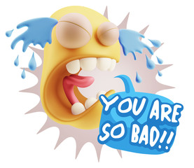 3d Illustration Sad Character Emoji Expression saying You are so