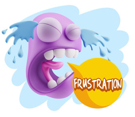 3d Illustration Sad Character Emoji Expression saying Frustratio