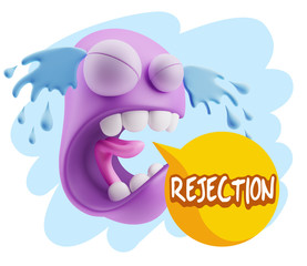 3d Illustration Sad Character Emoji Expression saying Rejection