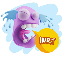 3d Illustration Sad Character Emoji Expression saying Hurt with