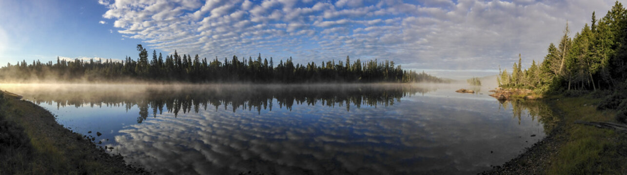 morning lakeside panorama