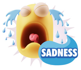 3d Illustration Sad Character Emoji Expression saying Sadness wi