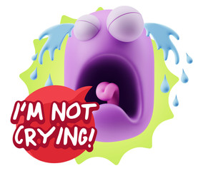 3d Illustration Sad Character Emoji Expression saying I'm Not Cr