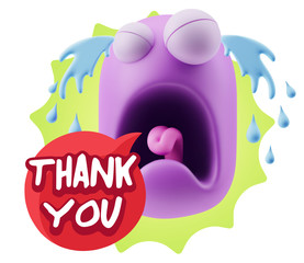 3d Illustration Sad Character Emoji Expression saying Thank You