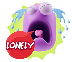 3d Illustration Sad Character Emoji Expression saying Lonely wit