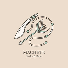 Logo with machetes and arrow.