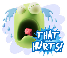 3d Illustration Sad Character Emoji Expression saying That Hurts