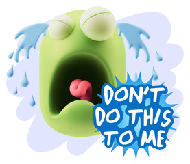 3d Illustration Sad Character Emoji Expression saying Don't do t