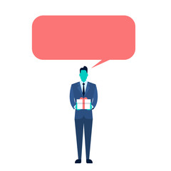 Business Man Hold Present Box Gift With