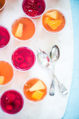 natural fruity jelly in plastic cups