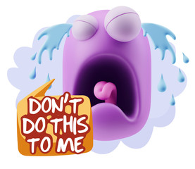 3d Illustration Sad Character Emoji Expression saying Don't do t
