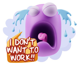 3d Illustration Sad Character Emoji Expression saying I Don't Wa