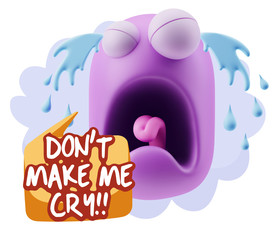 3d Illustration Sad Character Emoji Expression saying Don't Make