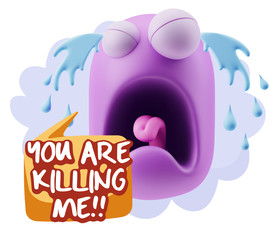 3d Illustration Sad Character Emoji Expression saying You are Ki