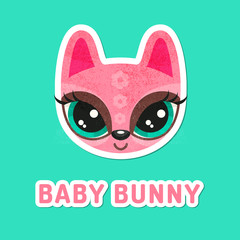 Pink bunny girl with extremely big eyes.