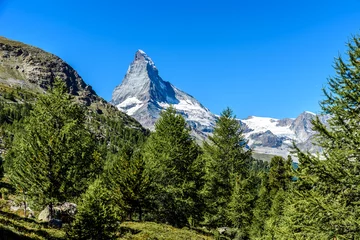 Tableaux ronds sur aluminium brossé Cervin Matterhorn - beautiful landscape of Zermatt, Switzerland