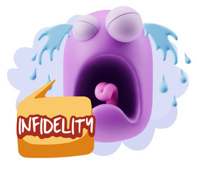 3d Illustration Sad Character Emoji Expression saying Infidelity